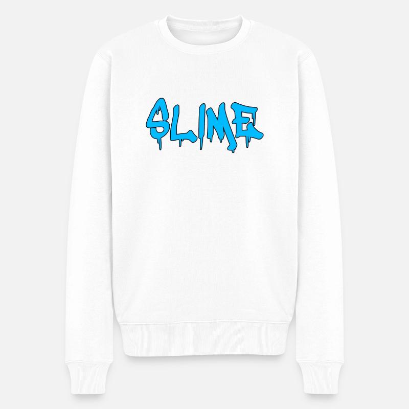 Slime Blau - Männer Premium Bio Pullover - Weiß