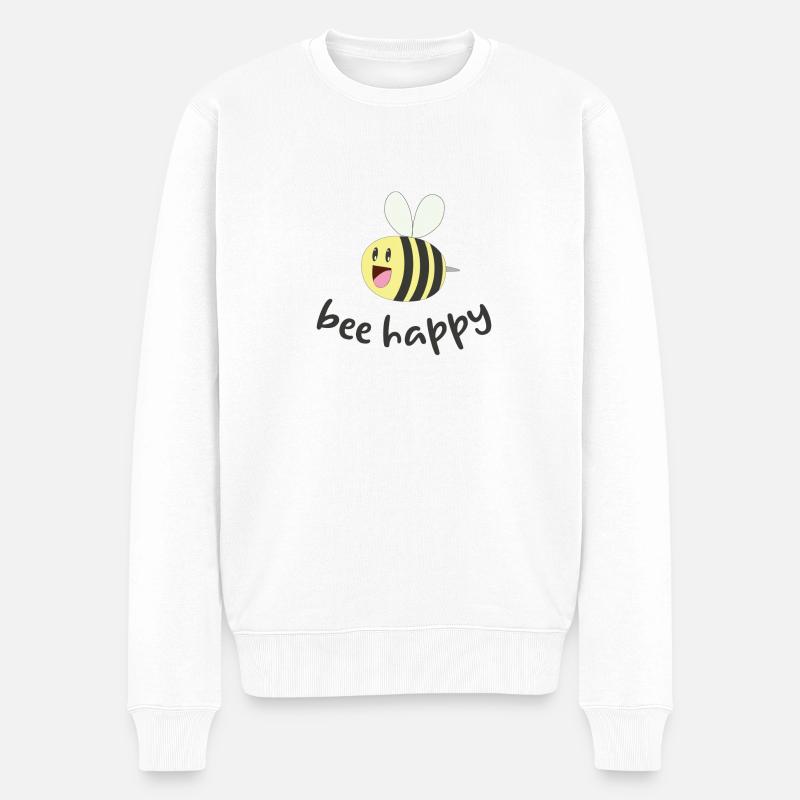bee happy - Männer Premium Bio Pullover - Weiß