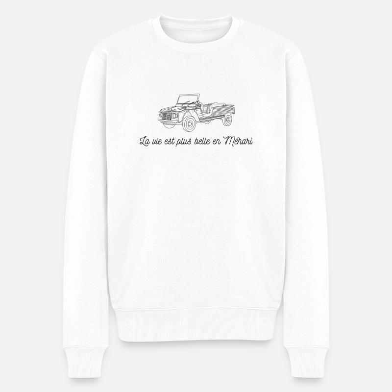 La vie est plus belle en Méhari - dessin noir - Pull Premium bio Homme - blanc