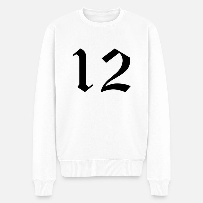12 - Männer Premium Bio Pullover - Weiß