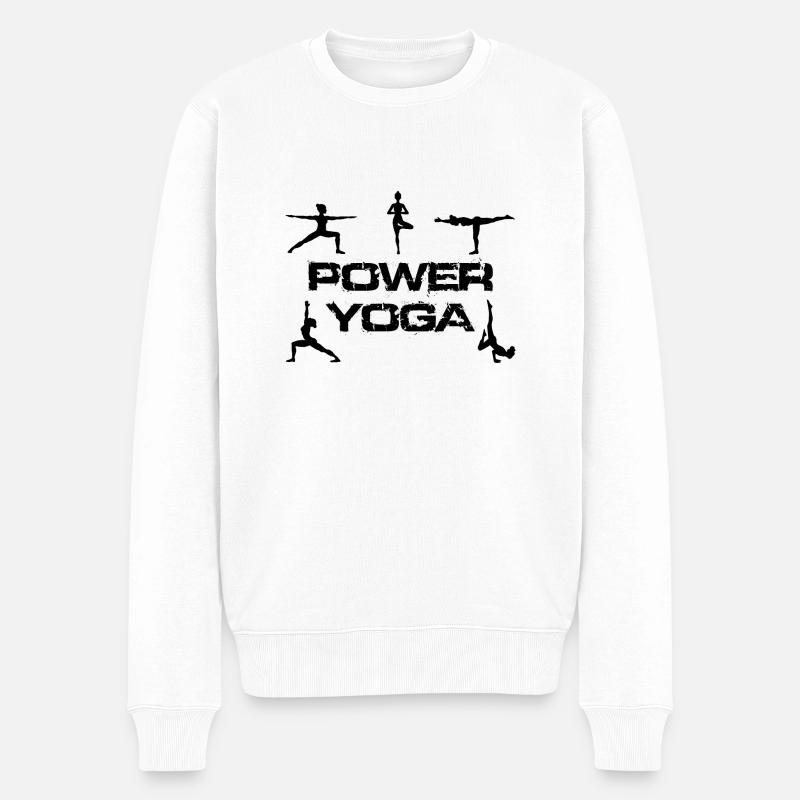 Poweryoga schwarz - Männer Premium Bio Pullover - Weiß
