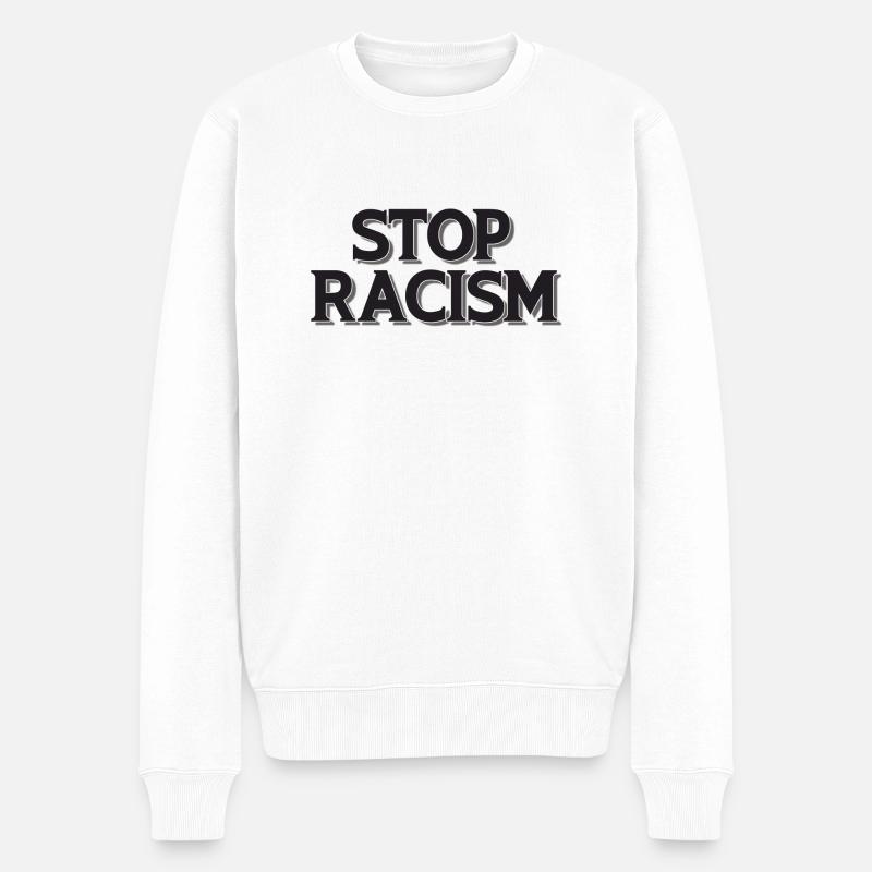 Stop au racisme noir - Pull Premium bio Homme - blanc