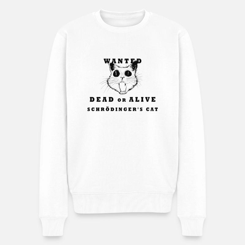 Crazy Cat Schrödingers’s Cat - Pull Premium bio Homme - blanc