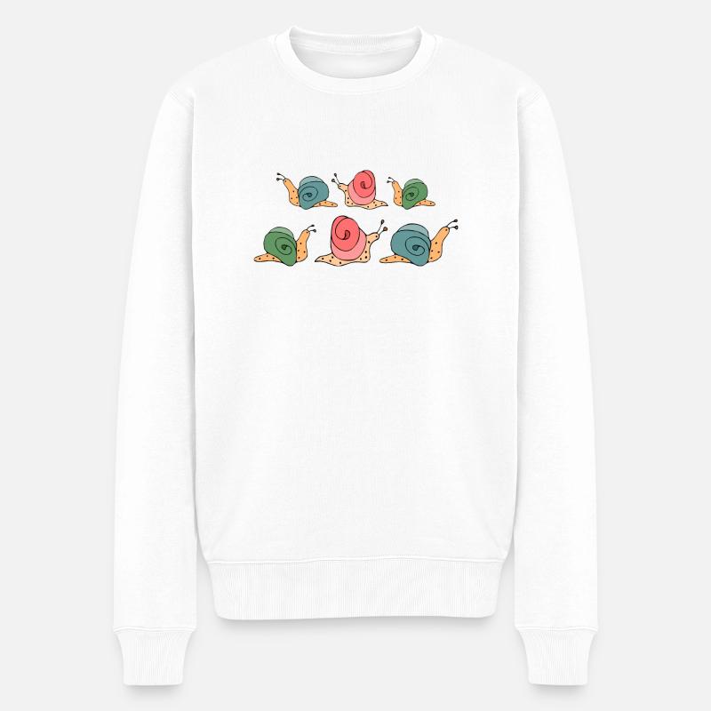 Schnecken - Männer Premium Bio Pullover - Weiß