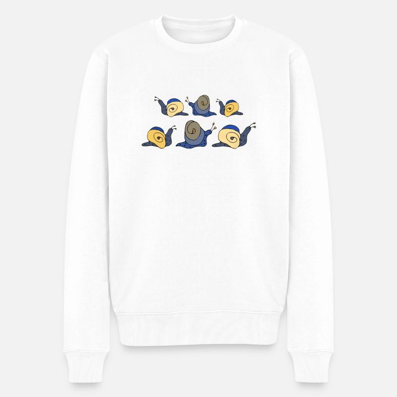 Schnecken - Männer Premium Bio Pullover - Weiß