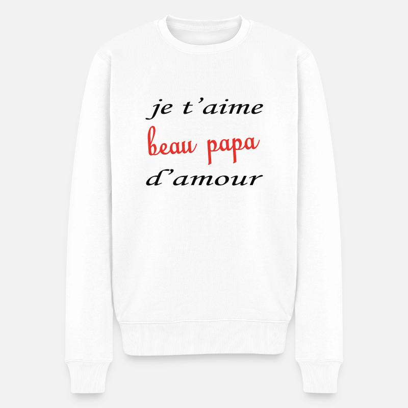 Ich liebe dich, schöner Papa der Liebe - Männer Premium Bio Pullover - Weiß
