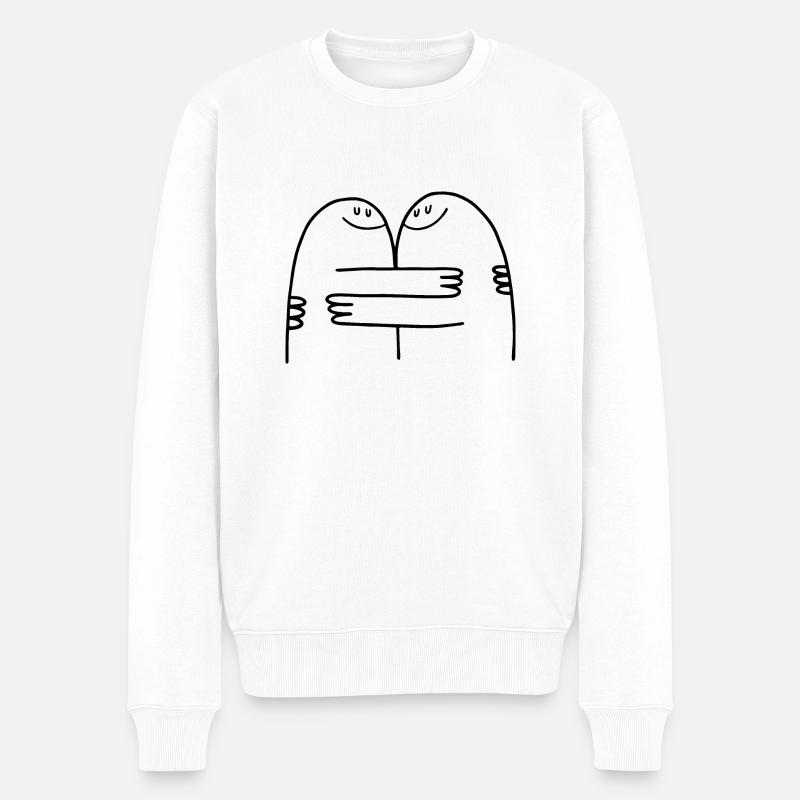 Beste Freunde umarmen! - Männer Premium Bio Pullover - Weiß