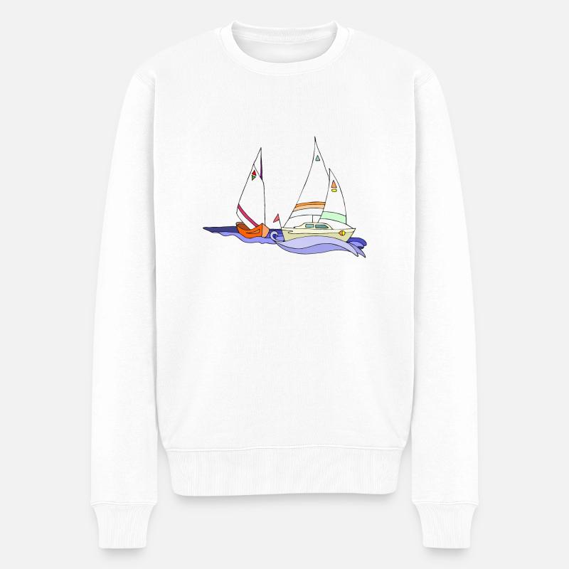 Segelboote - Männer Premium Bio Pullover - Weiß