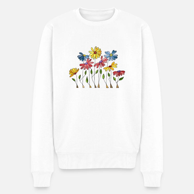 Blumen - Männer Premium Bio Pullover - Weiß