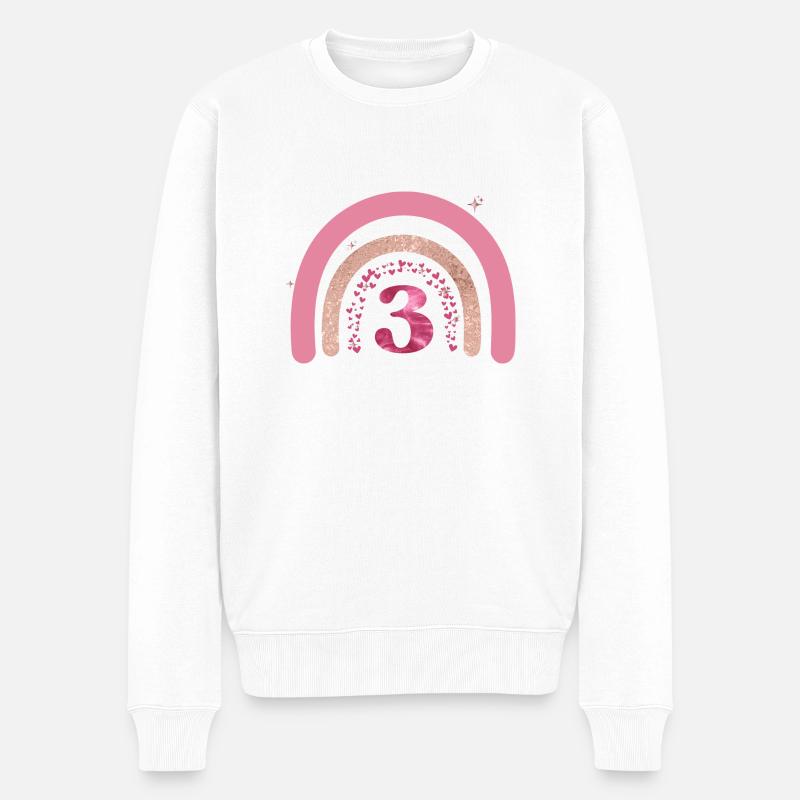 3e anniversaire rainbow rose - Pull Premium bio Homme - blanc