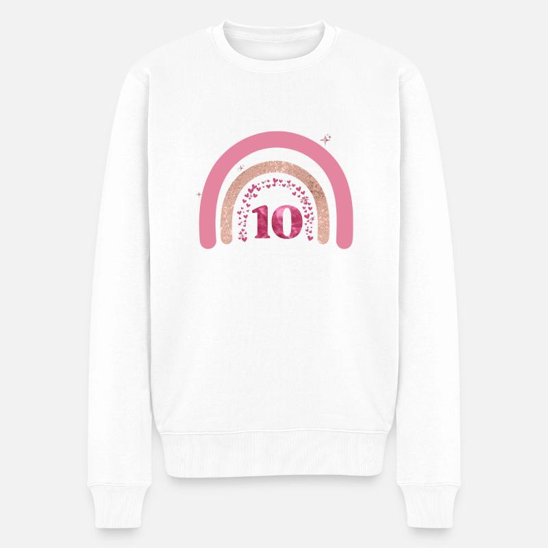 10e anniversaire rainbow rose - Pull Premium bio Homme - blanc
