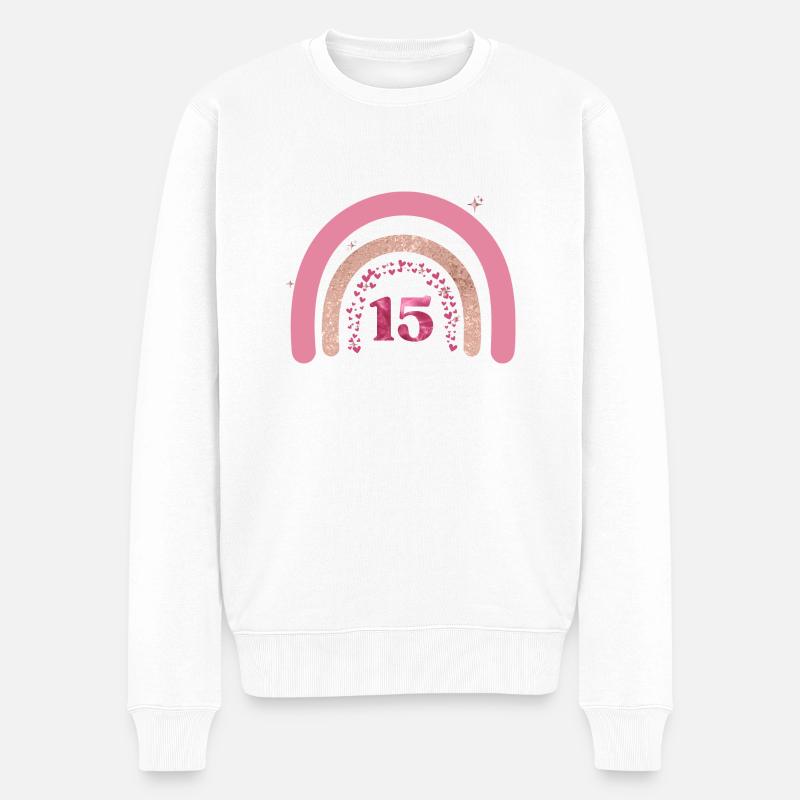 15e anniversaire rainbow rose - Pull Premium bio Homme - blanc