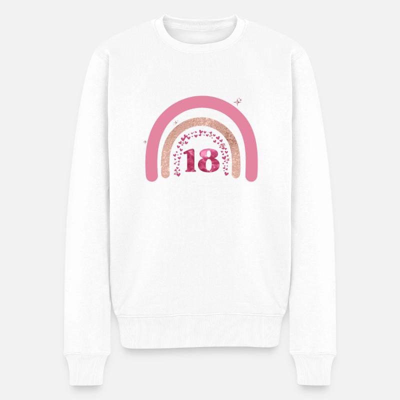 18e anniversaire rainbow rose - Pull Premium bio Homme - blanc
