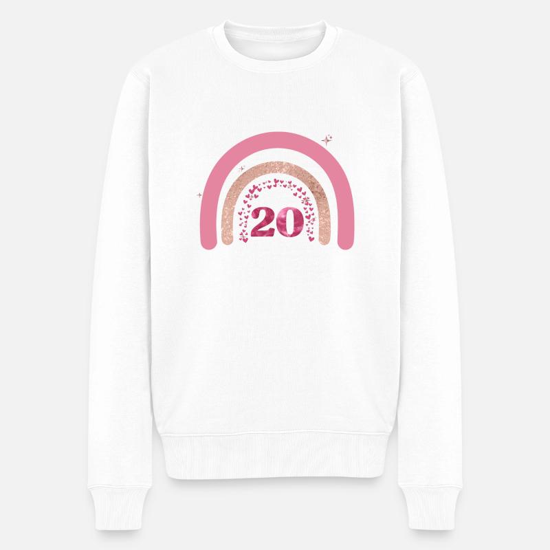20-jähriges Jubiläum Regenbogenrose - Männer Premium Bio Pullover - Weiß