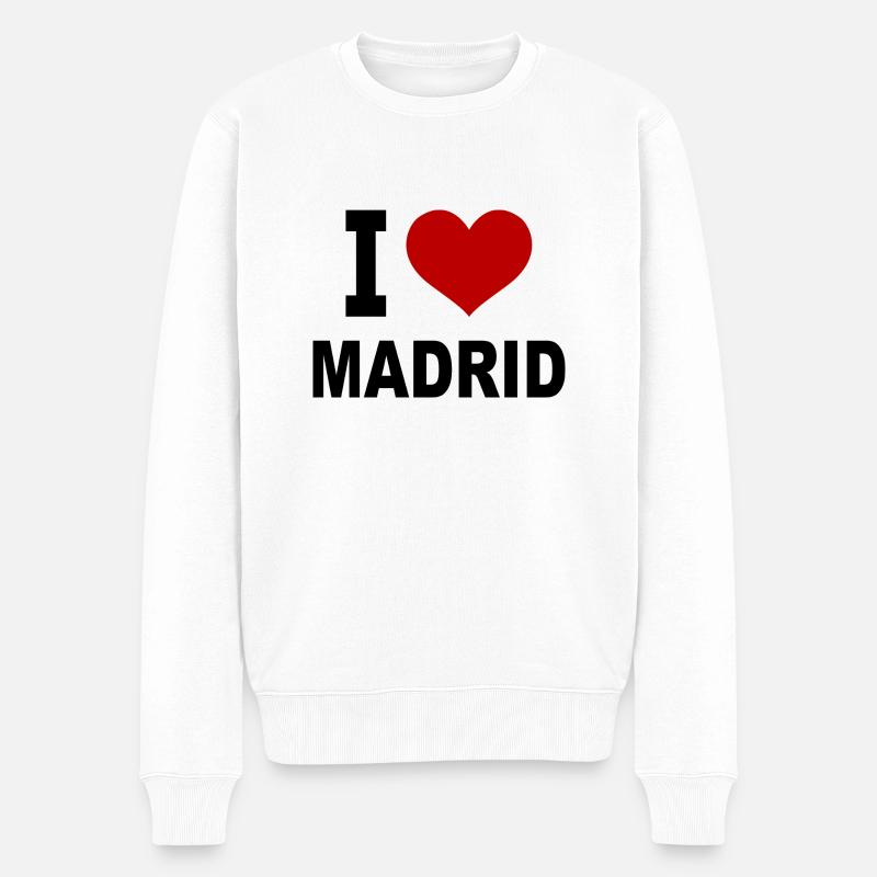 I love Madrid - Männer Premium Bio Pullover - Weiß