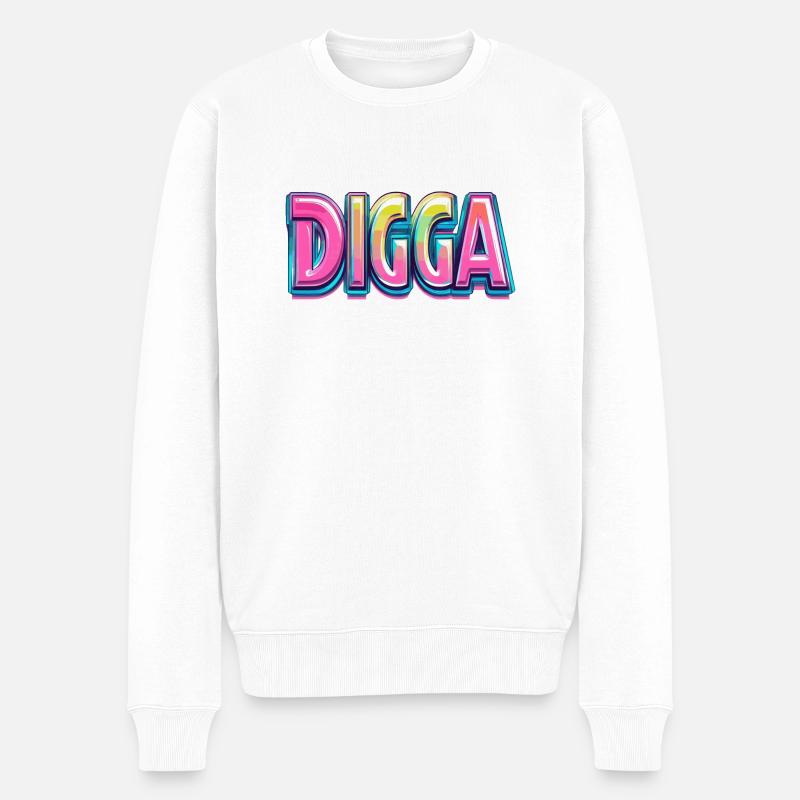DIGGA - Männer Premium Bio Pullover - Weiß