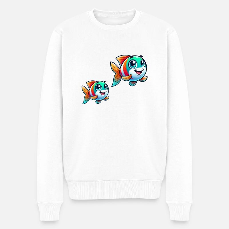 Bande dessinée de poisson - Pull Premium bio Homme - blanc