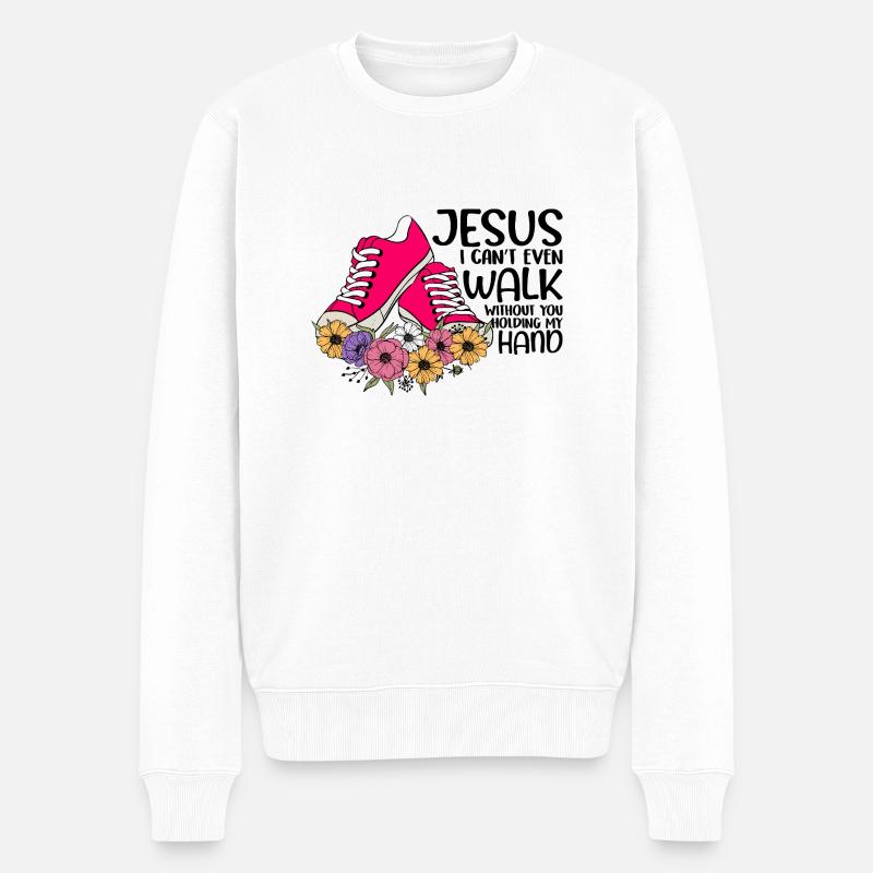 Marcher avec Jésus - Pull Premium bio Homme - blanc