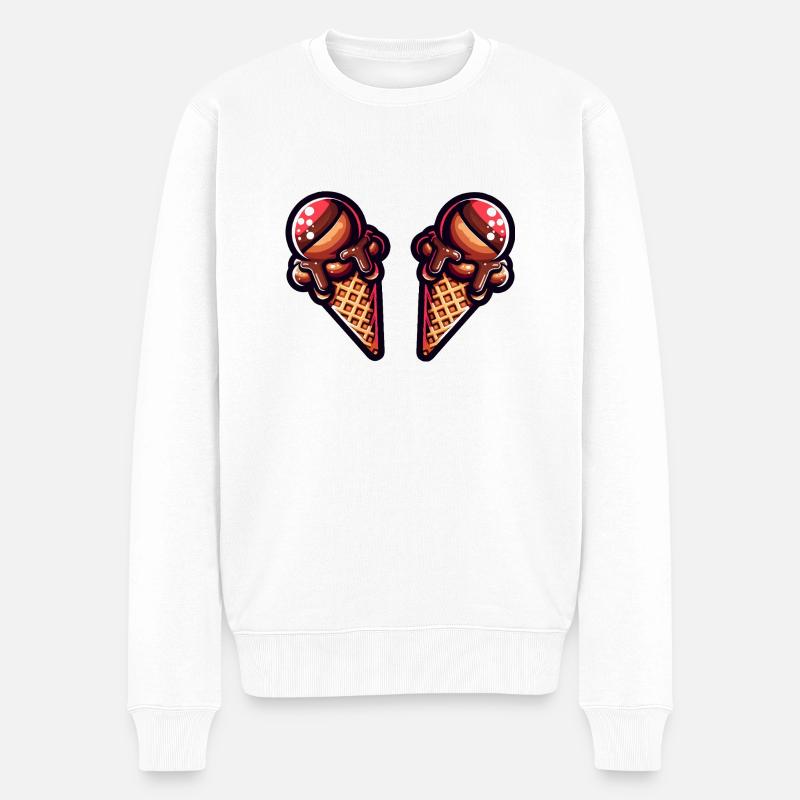 Eiscreme - Männer Premium Bio Pullover - Weiß