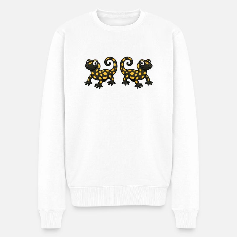 Salamander Gecko comic 2 - Männer Premium Bio Pullover - Weiß