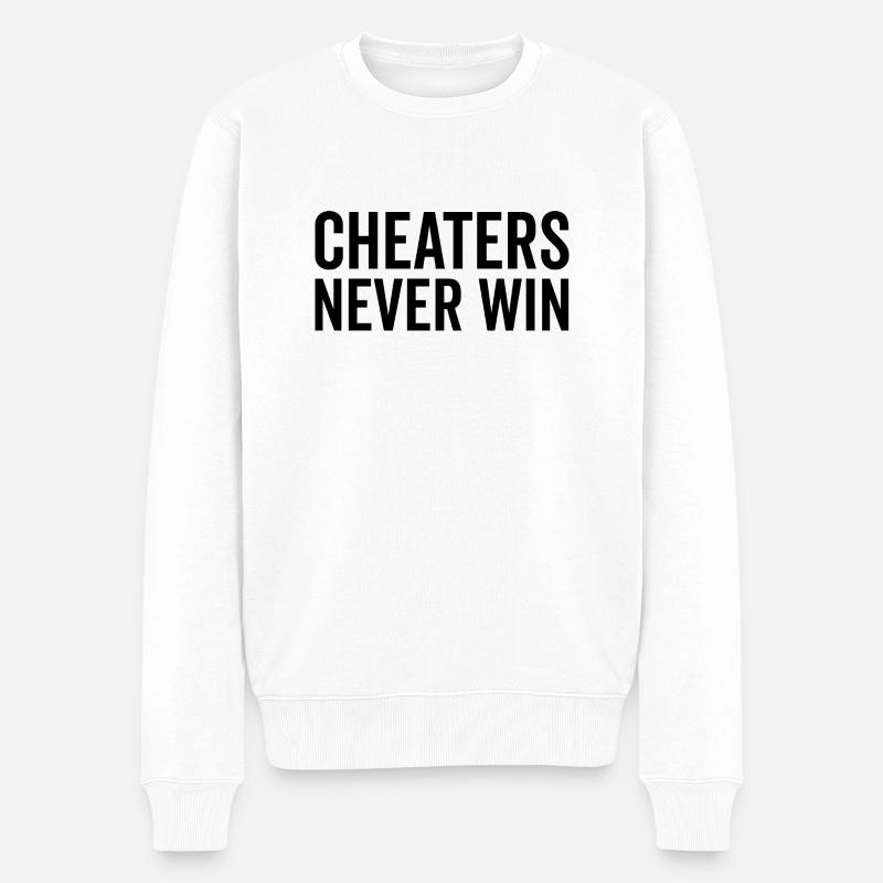 Betrüger gewinnen nie - Männer Premium Bio Pullover - Weiß