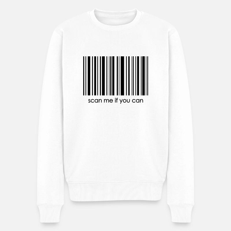 Barcode "scan me if you can" 2 - Männer Premium Bio Pullover - Weiß