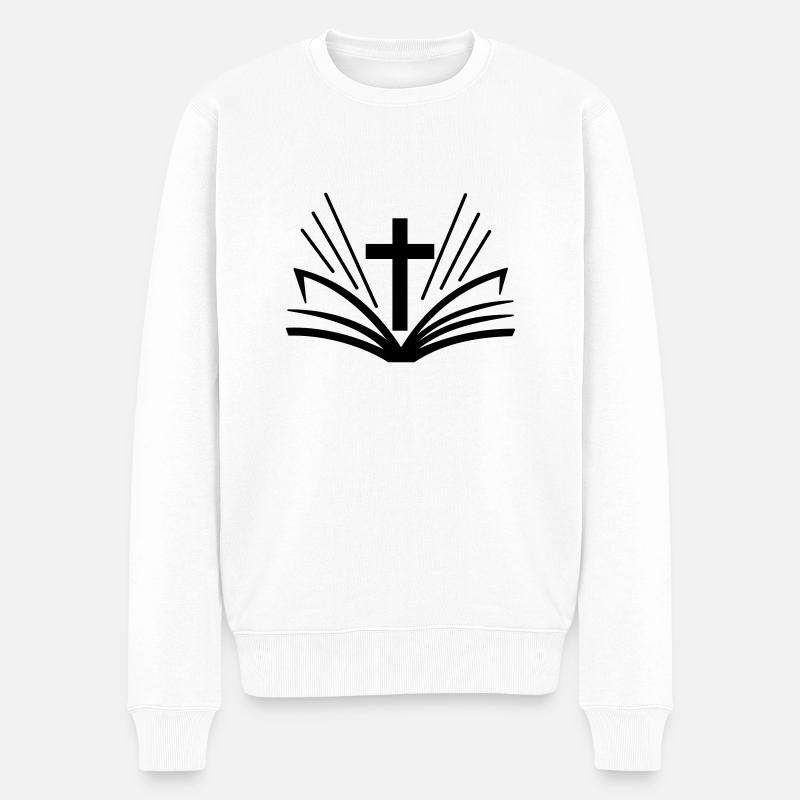 1c Croix Bible - Pull Premium bio Homme - blanc