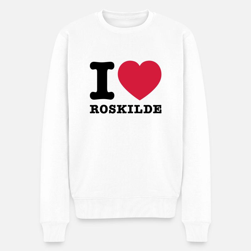 I Love Roskilde 2 - Männer Premium Bio Pullover - Weiß