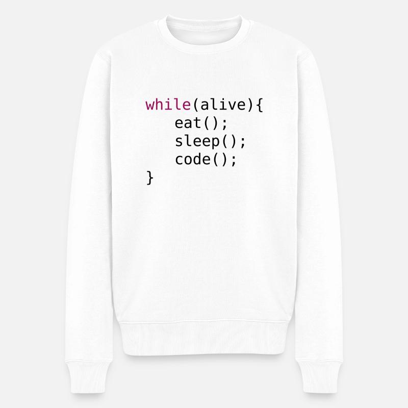 Lustiger Code Quellcode - Männer Premium Bio Pullover - Weiß