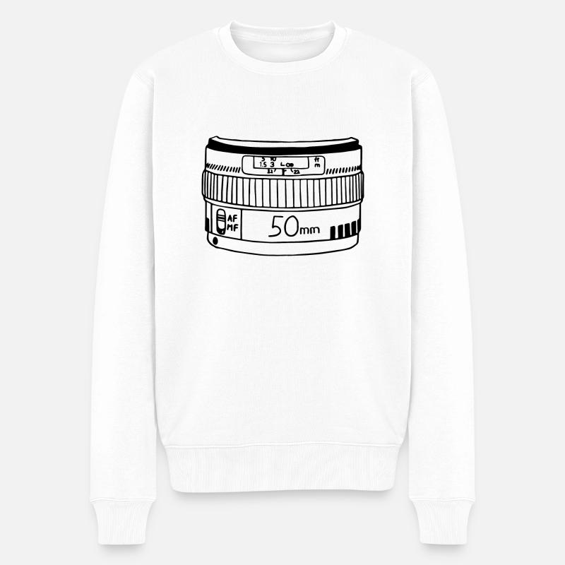 Objektiv - Männer Premium Bio Pullover - Weiß