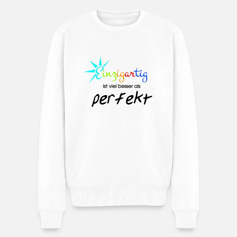 besonders perfekt Spruch - Männer Premium Bio Pullover - Weiß