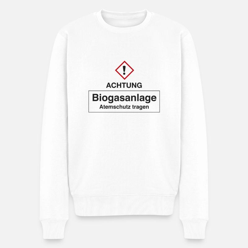 Achtung Biogasanlage - Männer Premium Bio Pullover - Weiß