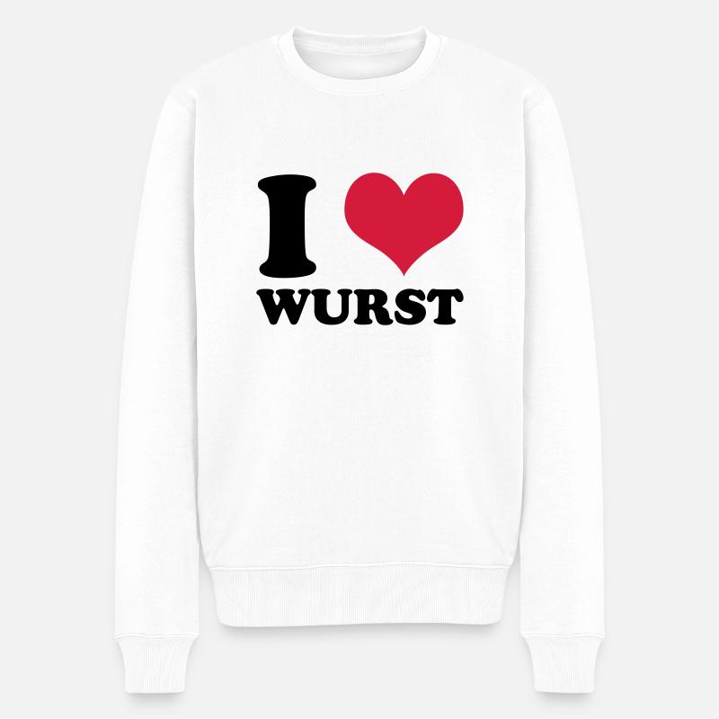 I Love Wurst - Männer Premium Bio Pullover - Weiß