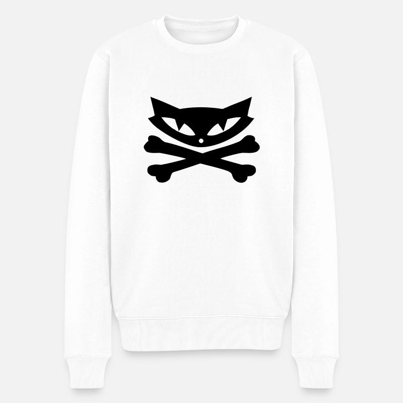 Cat - Männer Premium Bio Pullover - Weiß