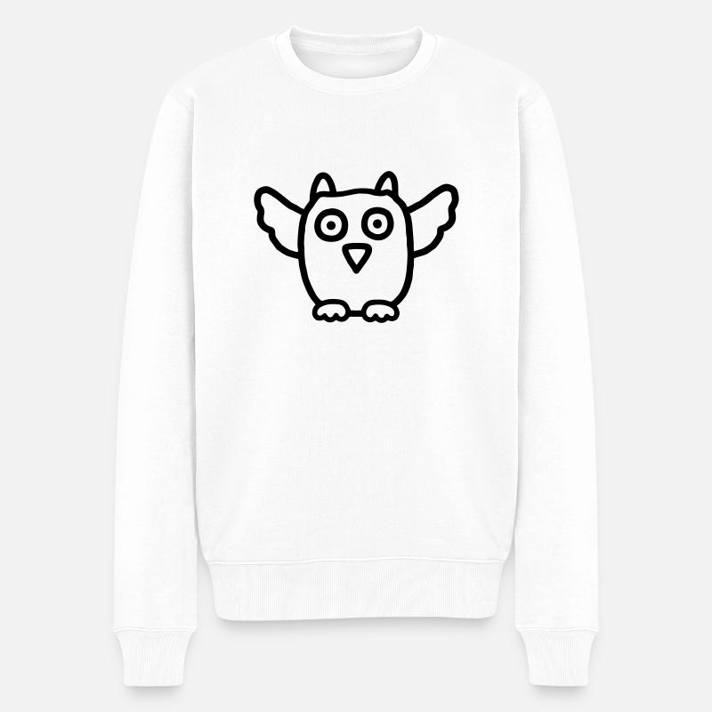 Eule No 5 - Männer Premium Bio Pullover - Weiß