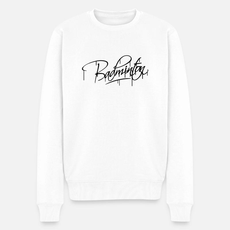 Badminton Graffiti Design - Männer Premium Bio Pullover - Weiß