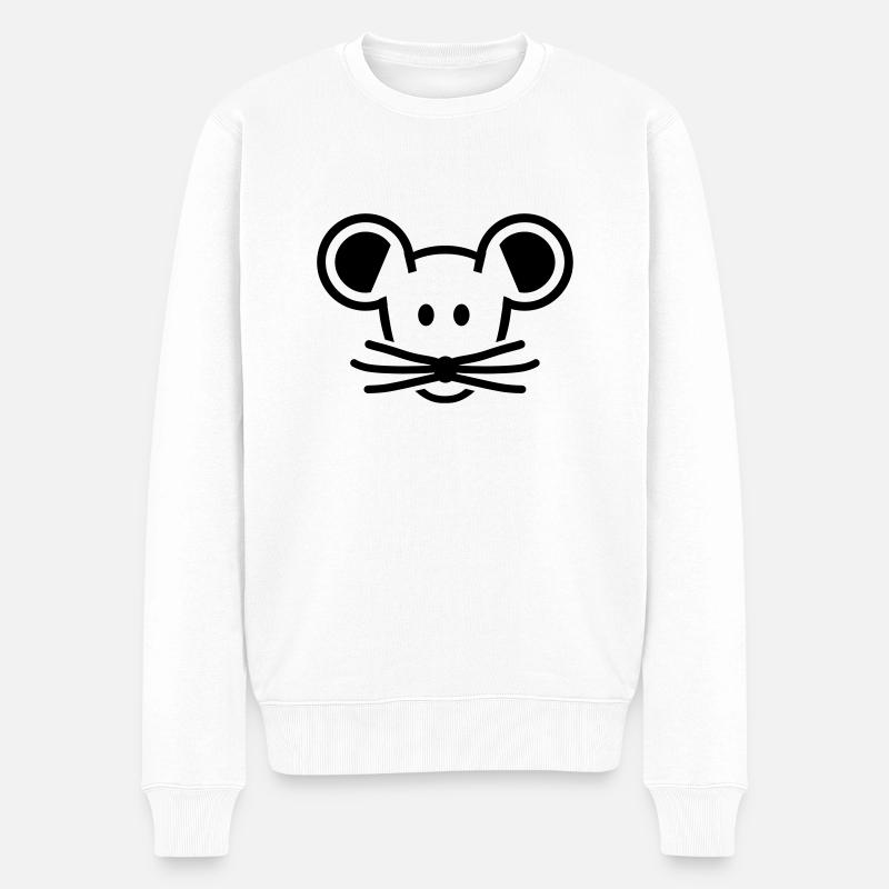 Maus - Männer Premium Bio Pullover - Weiß