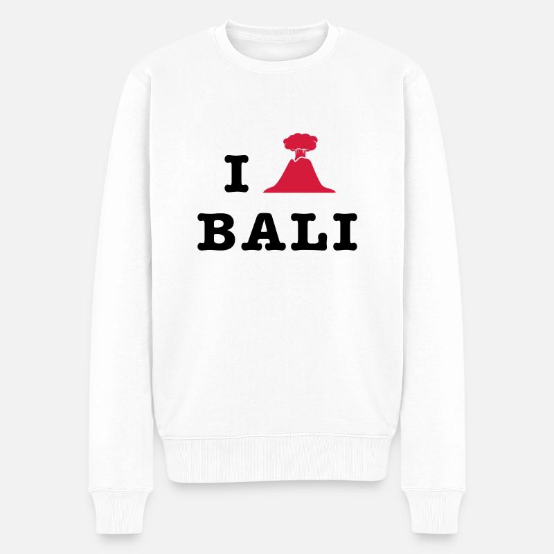 I Love Bali - Mount Agung - Männer Premium Bio Pullover - Weiß