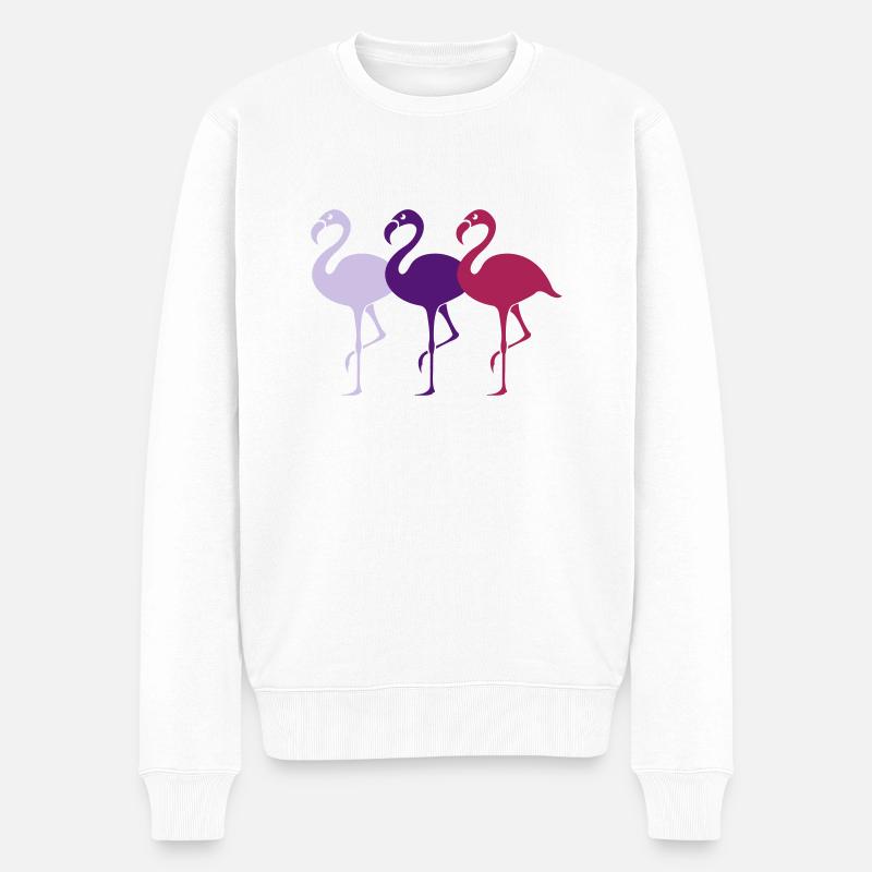 flamingos_001 - Männer Premium Bio Pullover - Weiß