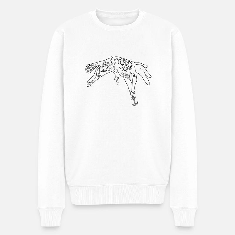 Hand Tattoo Handtattoo - Männer Premium Bio Pullover - Weiß