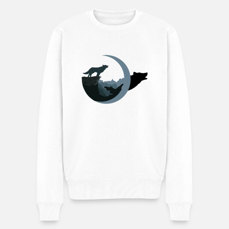 Loup au clair de lune - Pull Premium bio Homme - blanc
