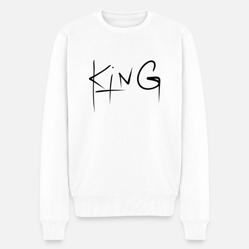 King - Männer Premium Bio Pullover - Weiß