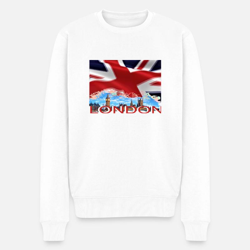London - Männer Premium Bio Pullover - Weiß