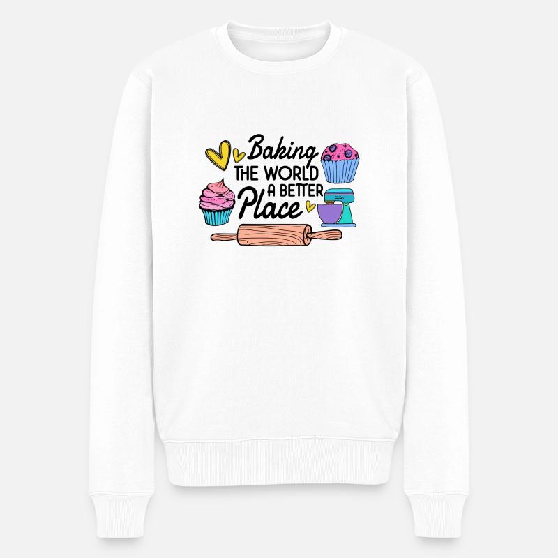 Backen Bäcker Bäckerin Bäckerei Konditorin Kuchen - Männer Premium Bio Pullover - Weiß