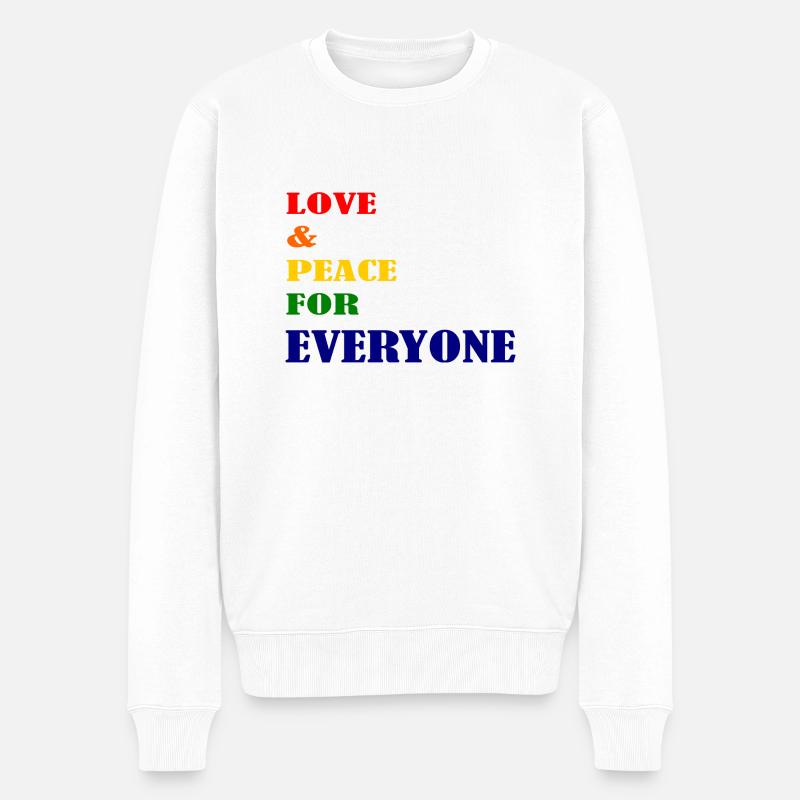 Love and Peace - Männer Premium Bio Pullover - Weiß