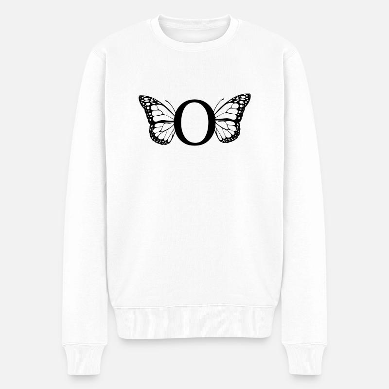 Buchstabe O Schmetterling - Männer Premium Bio Pullover - Weiß
