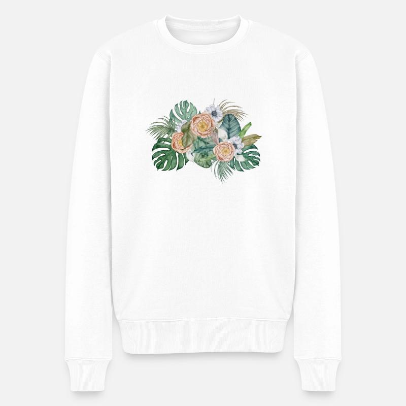 Nackte Aquarellblumen - Männer Premium Bio Pullover - Weiß