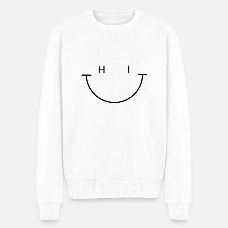 HI Smile - Männer Premium Bio Pullover - Weiß