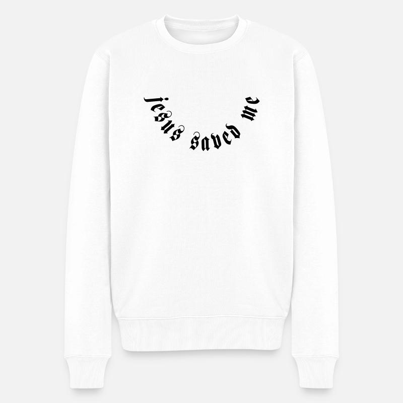 jesus saved me motiv - Männer Premium Bio Pullover - Weiß