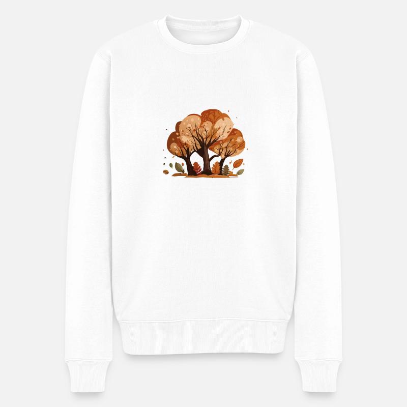 Herbstbaum-Trio (Herbstkollektion #2) - Männer Premium Bio Pullover - Weiß